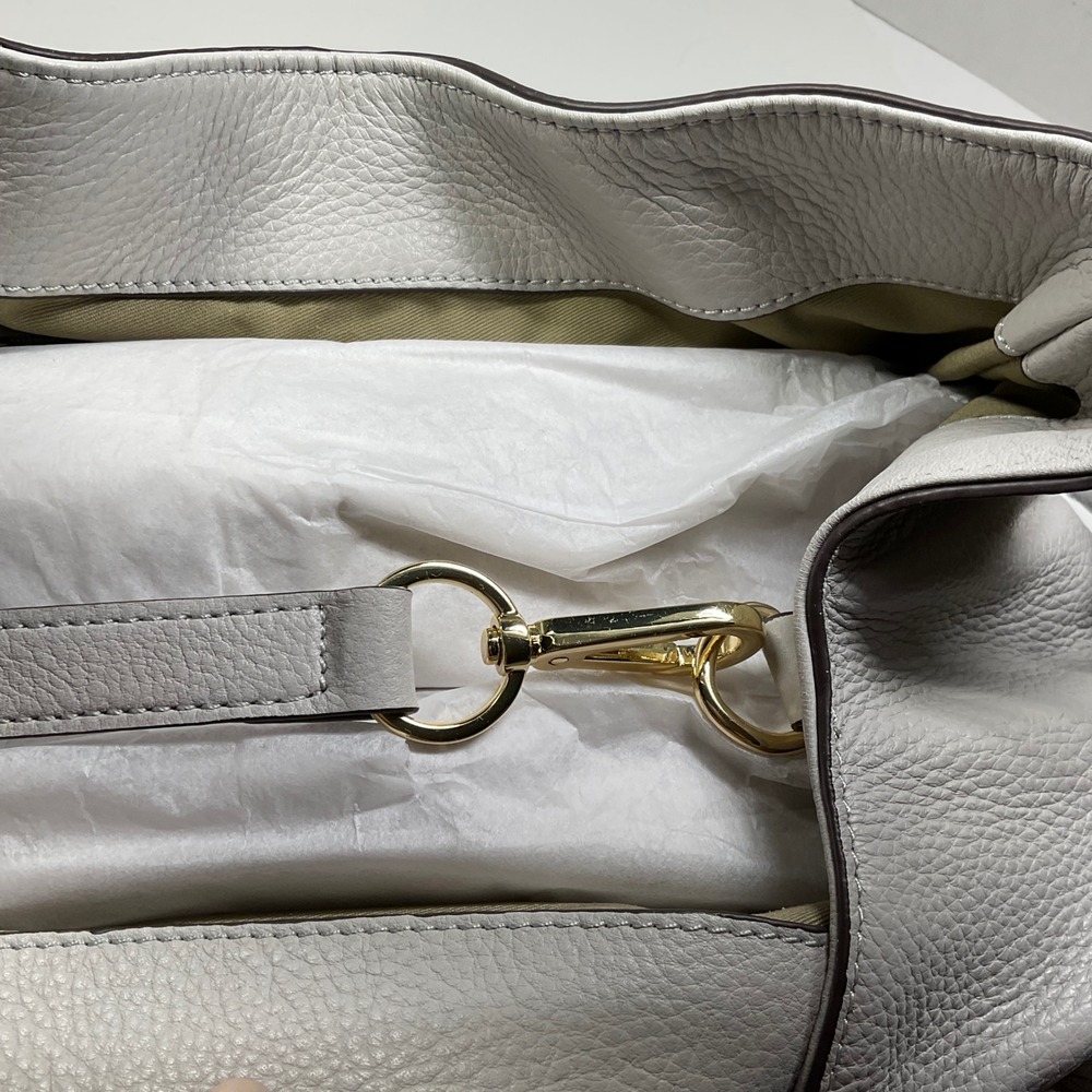 GILI Pebble Leather Hobo Bag Off-White Gold Hardware Adjustable Straps NEW - Picture 12 of 15